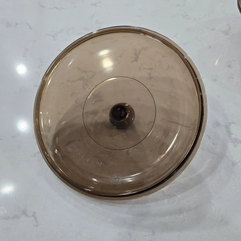 Pyrex Fireside Smoked Glass Casserole Dish with Lid 1.5L Round 623-B Vintage